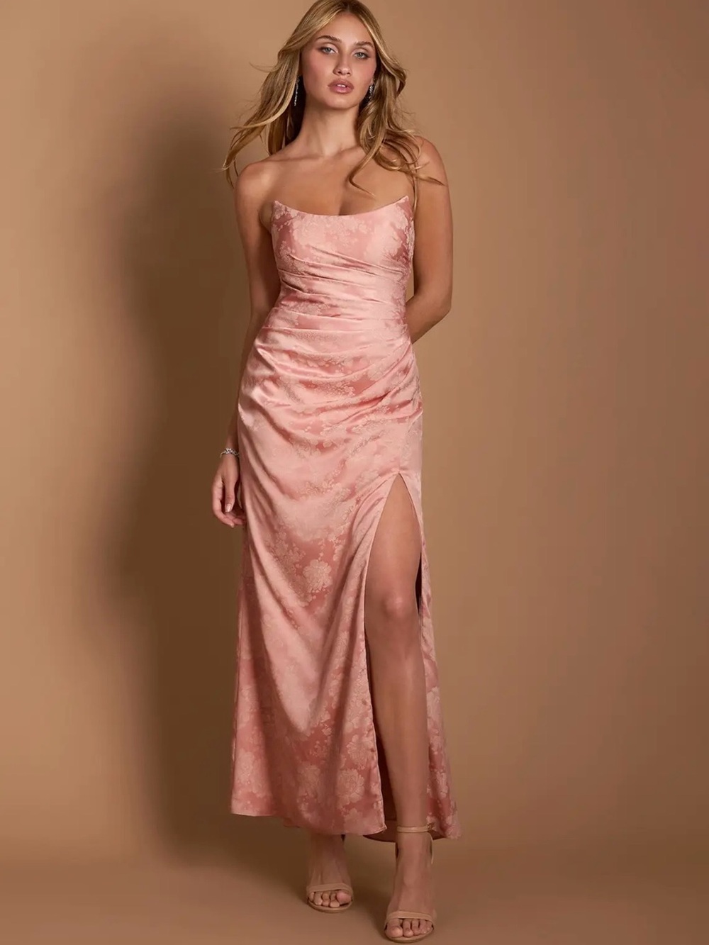 Azazie Chrissy Tea Rose Midi Dress | Wedding Guest Dress | Size 16
